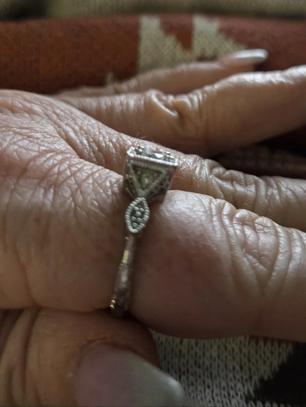 Silver Vintage-Style Cubic Zirconia Engagement Ring